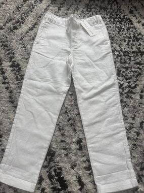 Janie and Jack White Linen-Blend Drawstring Pants